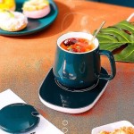 (ホワイトパッド (カップなし)) コーヒーマグウォーマーパッド カップヒーターコースター 定温加熱 USB電気マグマットセット ミルクティー 水 ホームオフィスギフト